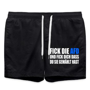 FCK AFD - Gegen Rechts - halte deine umwelt sauber - Badeshorts - Schwarz - Vorne - AI Model Male 185 light (185cm)