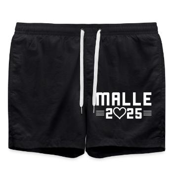 Malle 2025 Liebe Mallorca - Badeshorts - Schwarz - Vorne - AI Model Male 185 light (185cm)