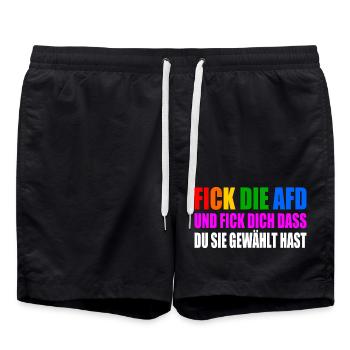 FCK AFD - Gegen Rechts - Badeshorts - Schwarz - Vorne - AI Model Male 185 light (185cm)