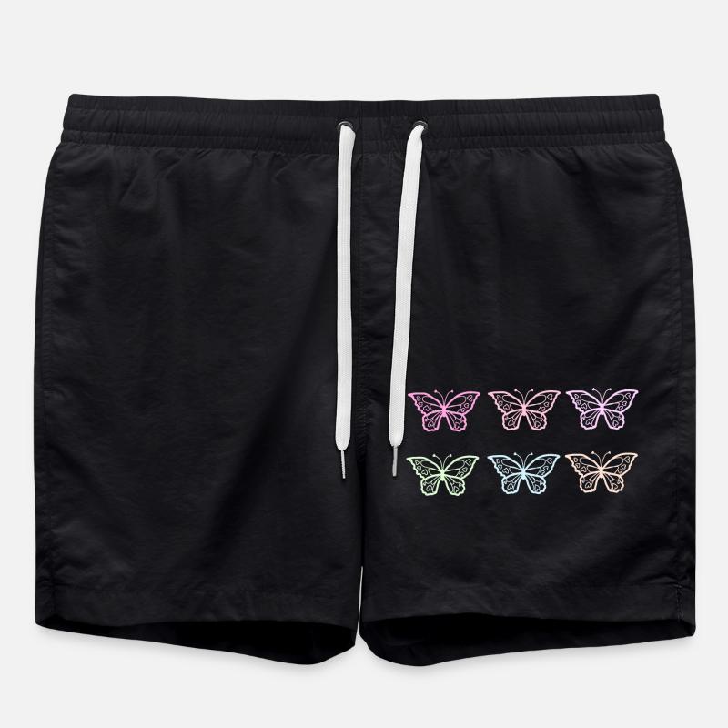 Cute Butterflies Pattern - Swim Trunks - black