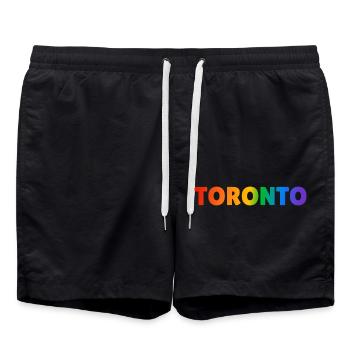 Toronto Regenbogen LGBTQ Gay Pride - Badeshorts - Schwarz - Vorne - AI Model Male 185 light (185cm)