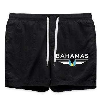 Bahamas fans: Tropical design - Swim Trunks - black - Front - AI Model Male 185 light (185cm)