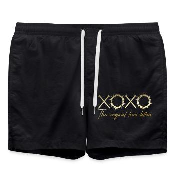 xoxo love you amore Fleurs Femmes Saint Valentin - Short de bain - noir - Devant - AI Model Male 185 light (185cm)