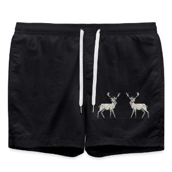 Hirsch 2 grau Schnee - Badeshorts - Schwarz - Vorne - AI Model Male 185 light (185cm)