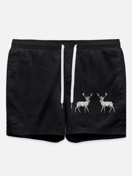 Hirsch 2 grau Schnee - Badeshorts - Schwarz