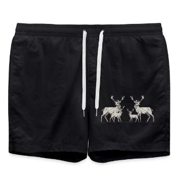 Hirsch Familie 4 - Badeshorts - Schwarz - Vorne - AI Model Male 185 light (185cm)