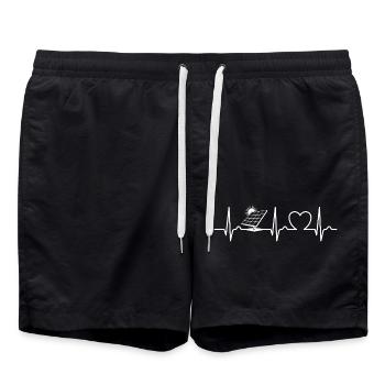 Photovoltaics - Solar Energy - ECG Curve - Pulse - Swim Trunks - black - Front - AI Model Male 185 light (185cm)