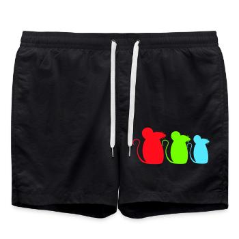 3 Mäuse Team Drei Freunde Party Crew Silhouette - Badeshorts - Schwarz - Vorne - AI Model Male 185 light (185cm)