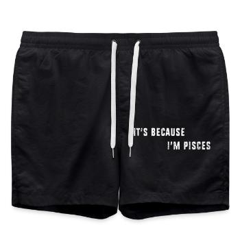 Signe du zodiaque Poissons - Short de bain - noir - Devant - AI Model Male 185 light (185cm)