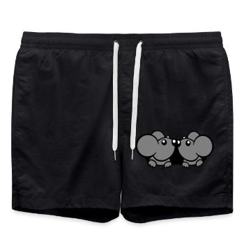 2 Mäuse Paar Zwei Verliebt Valentinstag Mauseloch - Badeshorts - Schwarz - Vorne - AI Model Male 185 light (185cm)