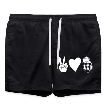 Hühner Hahn - Badeshorts - Schwarz - Vorne - AI Model Male 185 light (185cm)
