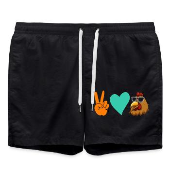 Chickens Hen - Swim Trunks - black - Front - AI Model Male 185 light (185cm)