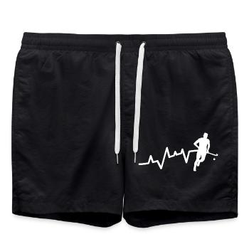 Feldhockeyspieler Herzschlag Feldhockey - Badeshorts - Schwarz - Vorne - AI Model Male 185 light (185cm)