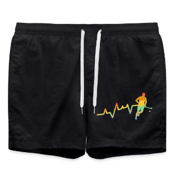 Feldhockeyspieler Herzschlag Feldhockey - Badeshorts - Schwarz - Vorne - AI Model Male 185 light (185cm)