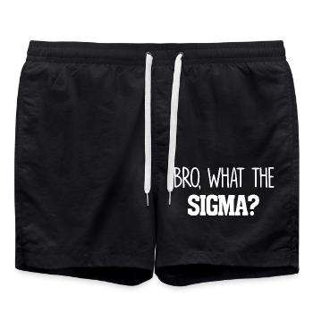 Bro What The Sigma Funny Kids Teens Youth Saying - Swim Trunks - black - Front - AI Model Male 185 light (185cm)