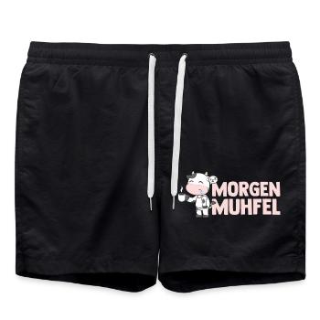 cow farmer farmer morning mill - Swim Trunks - black - Front - AI Model Male 185 light (185cm)