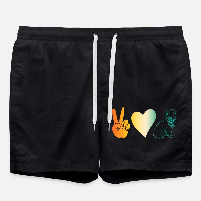 Border Collie - Swim Trunks - black