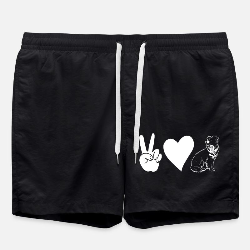 Border Collie - Swim Trunks - black