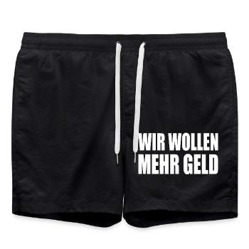 wir wollen mehr geld - Badeshorts - Schwarz - Vorne - AI Model Male 185 light (185cm)