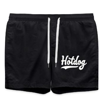 Hotdog Love in Black and White Look - Swim Trunks - black - Front - AI Model Male 185 light (185cm)