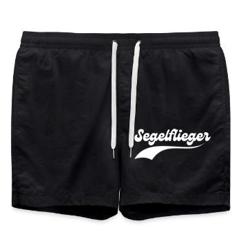 Segelflieger in cooler Retro Schrift Segelfliegen - Badeshorts - Schwarz - Vorne - AI Model Male 185 light (185cm)
