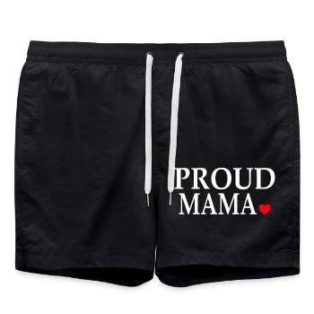 Stolze Mama Muttertag Geschenkidee - Badeshorts - Schwarz - Vorne - AI Model Male 185 light (185cm)