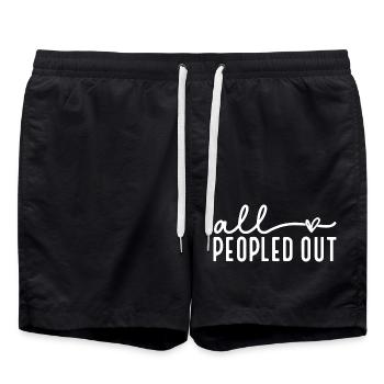 All Peopled Out Introvert Vibe - Swim Trunks - black - Front - AI Model Male 185 light (185cm)