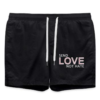 Send Love Not Hate Statement - Swim Trunks - black - Front - AI Model Male 185 light (185cm)