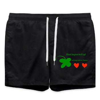 Glück beginnt im Kopf - Badeshorts - Schwarz - Vorne - AI Model Male 185 light (185cm)