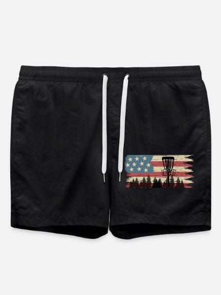 Disc Golf US Flag Vintage Frisbee Golf - Swim Trunks - black