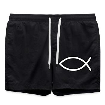 Symbole du poisson de Jésus - Short de bain - noir - Devant - AI Model Male 185 light (185cm)
