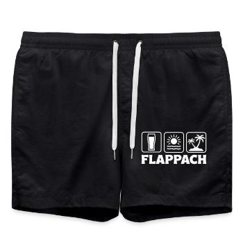 Flappach Ravensburg Bier Sonne Palmen - Badeshorts - Schwarz - Vorne - AI Model Male 185 light (185cm)