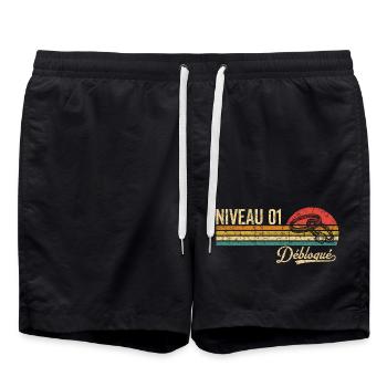 1 Jahr Baumwolle Hochzeit Stufe 1 freigeschaltet - Badeshorts - Schwarz - Vorne - AI Model Male 185 light (185cm)