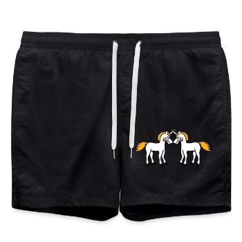 2 Unicorns Fight Evil Angry Attack Duel Team - Swim Trunks - black - Front - AI Model Male 185 light (185cm)