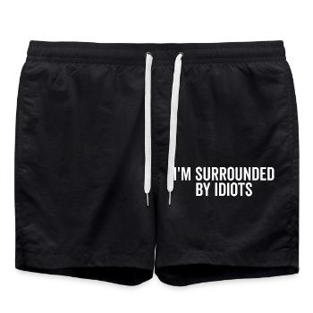 I’m Surrounded by Idiots - Swim Trunks - black - Front - AI Model Male 185 light (185cm)
