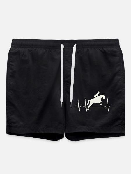 Reiter Herzschlag – EKG mit Springreiter - Badeshorts - Schwarz