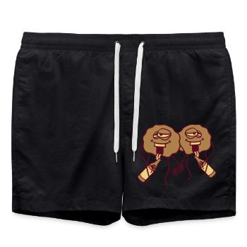 Couple d'amis de 2 amis buvant une bouteille de soif b - Short de bain - noir - Devant - AI Model Male 185 light (185cm)