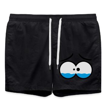 Sad Crying Comic Eyes - Swim Trunks - black - Front - AI Model Male 185 light (185cm)