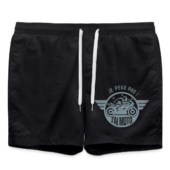 Je peux pas j'ai moto cadeau humour motard motarde - Short de bain - noir - Devant - AI Model Male 185 light (185cm)