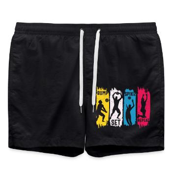Bump set spike repeat cooler Volleyball Spruch - Badeshorts - Schwarz - Vorne - AI Model Male 185 light (185cm)