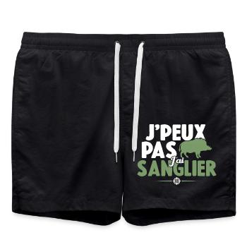 Je Peux Pas J'ai Sanglier Cadeau Chasseur - Short de bain - noir - Devant - AI Model Male 185 light (185cm)