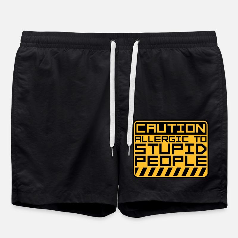 Caution Stupid People - Swim Trunks - black