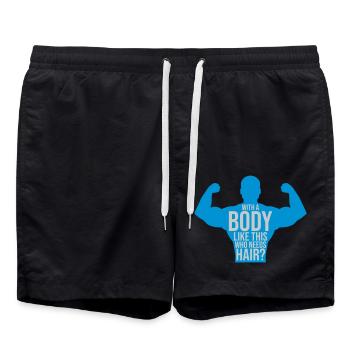 Who Needs Hair Saying - Swim Trunks - black - Front - AI Model Male 185 light (185cm)