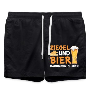 Ziegel und Bier darum bin ich hier - Badeshorts - Schwarz - Vorne - AI Model Male 185 light (185cm)