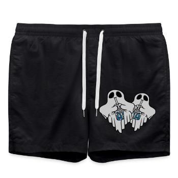 2 Bubble Tea Geister - Badeshorts - Schwarz - Vorne - AI Model Male 185 light (185cm)