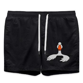 Hinter Mauer Gans Comic - Badeshorts - Schwarz - Vorne - AI Model Male 185 light (185cm)