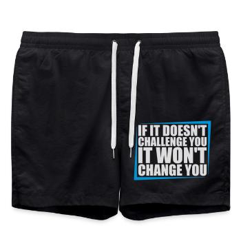 Séance d’entraînement Fitness Motivation Citation - Short de bain - noir - Devant - AI Model Male 185 light (185cm)