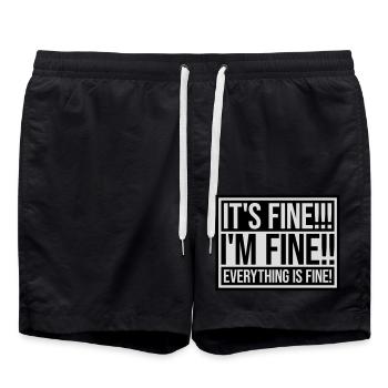 everything is fine quote - Swim Trunks - black - Front - AI Model Male 185 light (185cm)