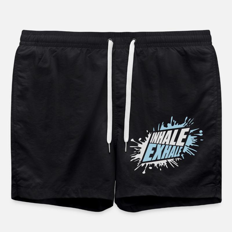 inhale exhale yoga quote - Swim Trunks - black