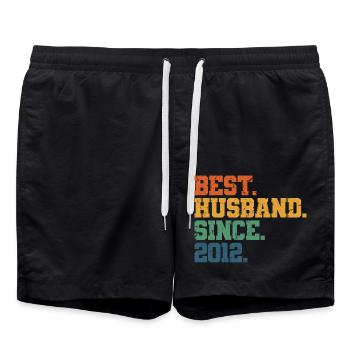 Best Husband Since 2012, 11 Years Anniversary Gift - Swim Trunks - black - Front - AI Model Male 185 light (185cm)